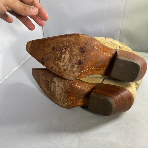 Rudel Ws 5 Yellow Leather Cowboy Rodeo Flower Boots Vintage Embroidered - Picture 5 of 7